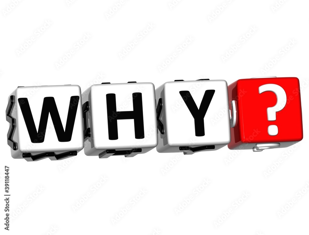 Poster 3d word why with question mark.