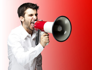 man with megaphone