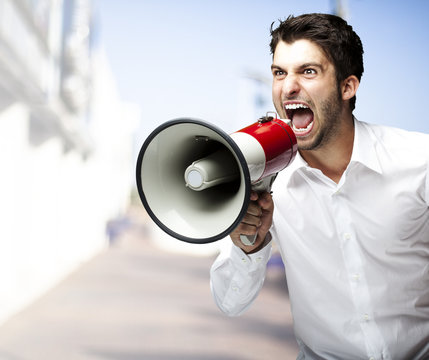 man with megaphone