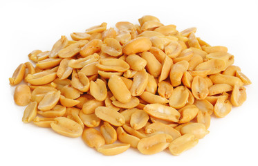 salted peanuts on white