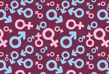 Pattern with male and female symbols.