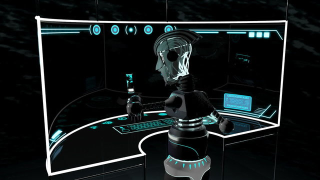 Futuristic Robot Accessing Touchscreen Technology