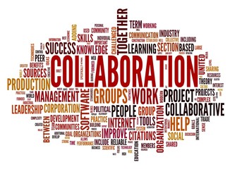 Collaboration concept in word tag cloud