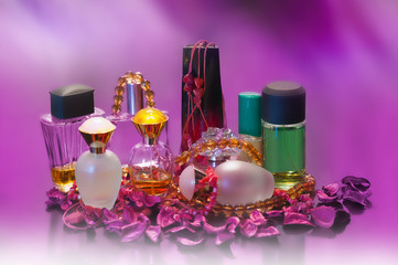 Obraz na płótnie Canvas Collection of ladies perfumes