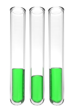 three testtubes with green liquids