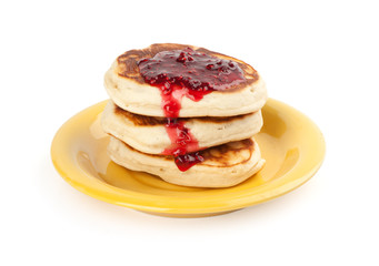 Pancakes stack on white background