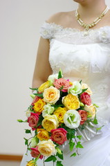 美しい花嫁とブーケ/結婚式