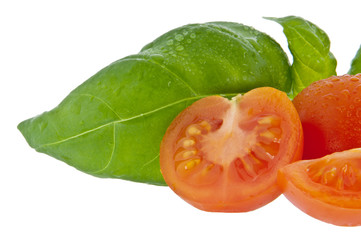 Basil with small tomato (with clipping path)