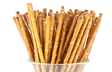 Saltsticks in a glass (with clipping path)