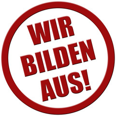Stempel rot rel WIR BILDEN AUS!