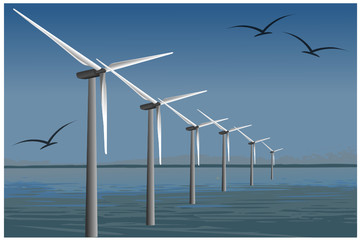 Windkraftanlage auf dem Meer