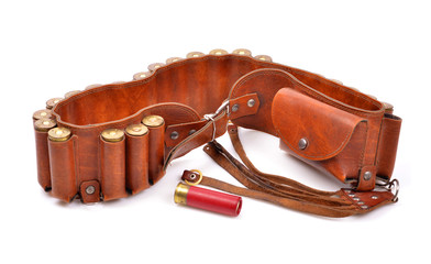 Old leather bandolier ,single cartridge