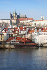 Fototapeta premium Prague castle with the old town and the Vltava river