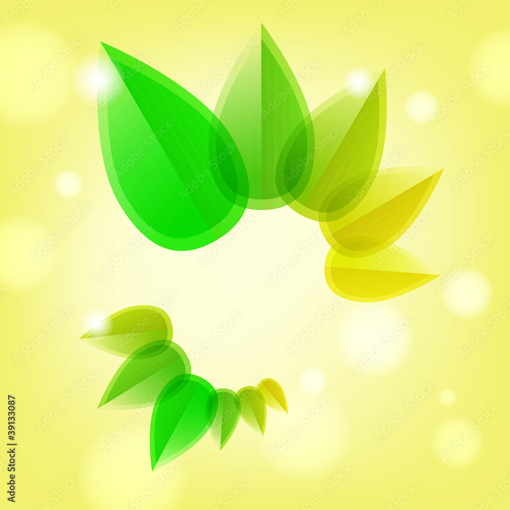 Poster abstract spring background with leaves and place for text