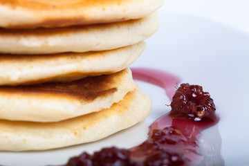 Pancakes with raspberry jam