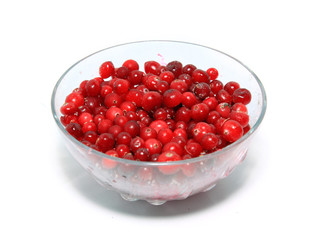 cranberry in plate on white background