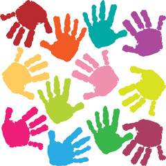 Prints of hands of the child