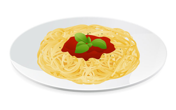 Vector illustration of spaghetti bolognese. Italian pasta