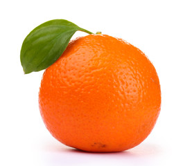 mineola fruit with leaf isolated on white