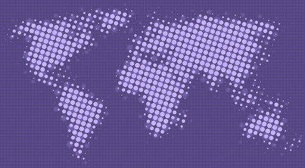 Halftone dots map of the world