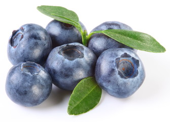Blueberries with leaves
