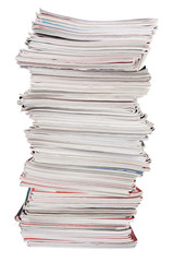 The high stack of old magazines