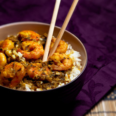 Curry Prawns with rice - Caribbean Tasy food 05