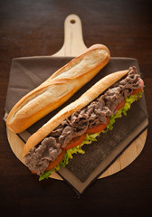 Baguette beef meat