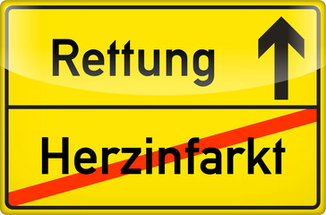 Schild Rettung / Herzinfarkt