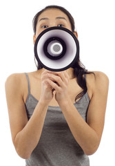 Fototapeta premium Woman with Megaphone