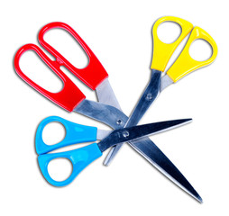 three colors scissors