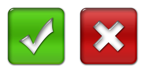 Check mark and cancel icons, buttons