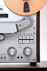 Fototapeta na wymiar Analog Stereo Open Reel Tape Deck Recorder