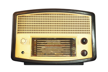 Retro radio isolated on white background