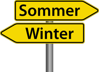 Sommer oder Winter Schild Zeichen Symbol