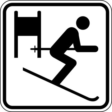 Ski fahren Abfahrt Skifahrer Schild Zeichen Symbol Sport