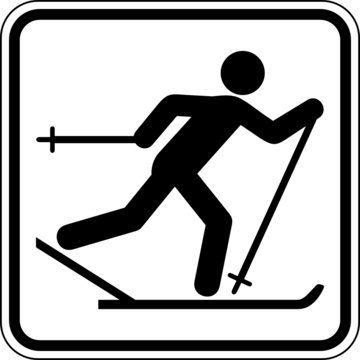 Skilanglauf Skifahrer Schild Zeichen Symbol Sport