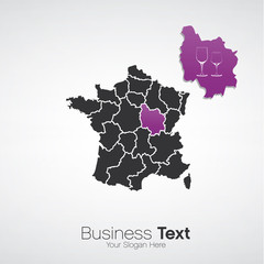 vecteur carte de france et vin de bourgogne