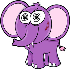 Crazy Insane Elephant Vector Illustration Art