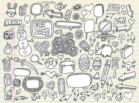 Doodle Speech Bubble Design Elements Vector Set