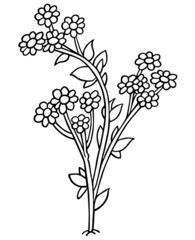Flowers - Black and White Cartoon Illustration