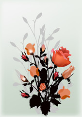 orange rose decoration on light background