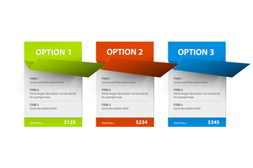 Set of Vector paper cards with origami corner