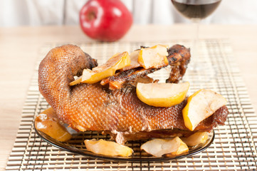 Roast goose with apple