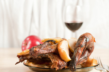 Roast goose with apple