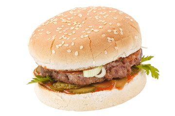 hamburger on the plate