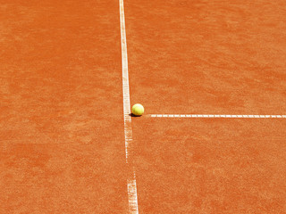 Tennisplatz T-Linie mit Ball 22