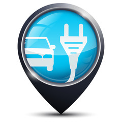 Symbole glossy vectoriel borne recharge véhicule électrique