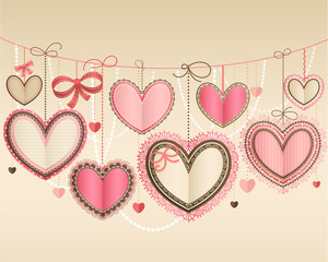 Naklejka na ściany i meble Valentine `s Day archiwalne karty z papieru lacy