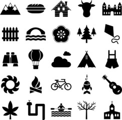icons of nature, mountain and outdoor activities